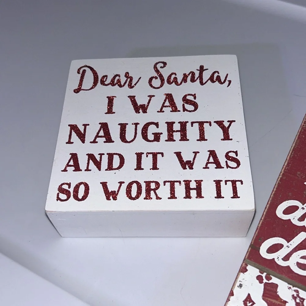 🎄Naughty or Nice wooden Holiday decor